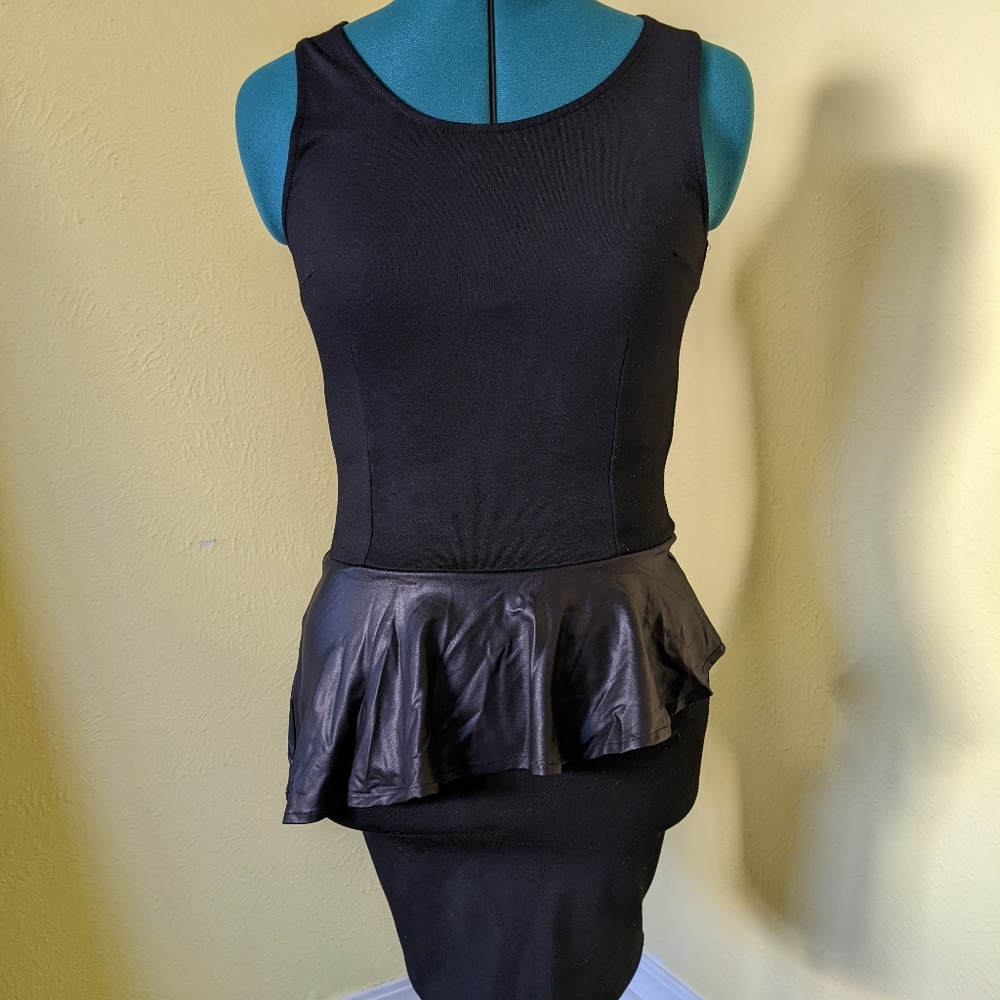Lefties Black Asymmetric Peplum Dress